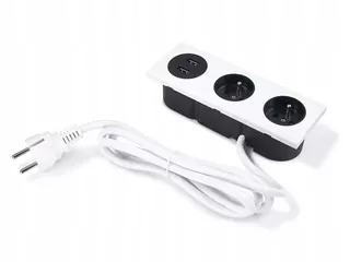 Zásuvka stolná zapustená 2 × 230V+ 2 x USB trojitá - biela